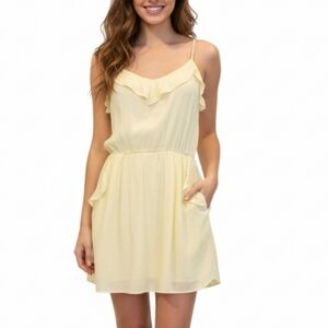 XS Aritzia Talula Soft Butter Yellow Spaghetti Strap Dress